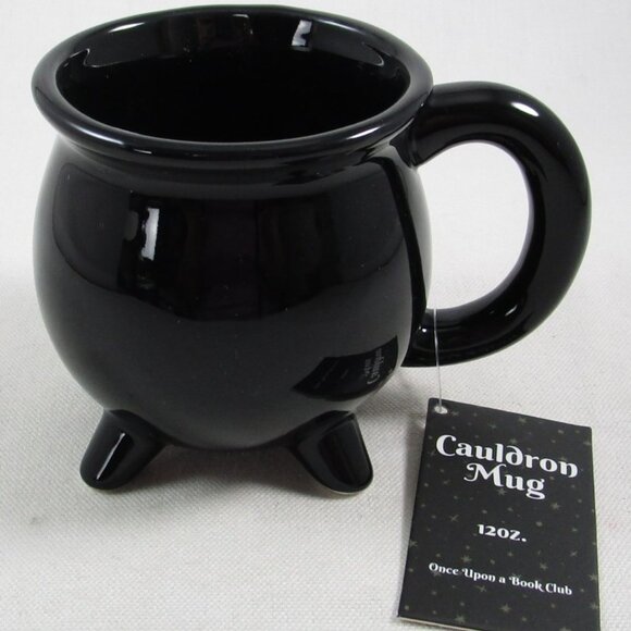 NIB Solid Black Ceramic Cauldron Mug Halloween, 12 oz., Once Upon A Book Club - Picture 1 of 4